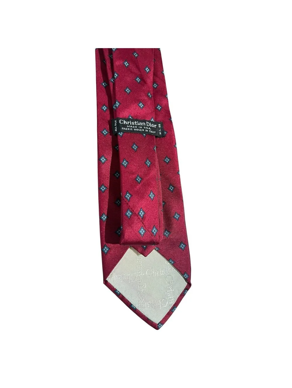 Vintage Christian Dior Red Designer Medallion Silk Neck Tie